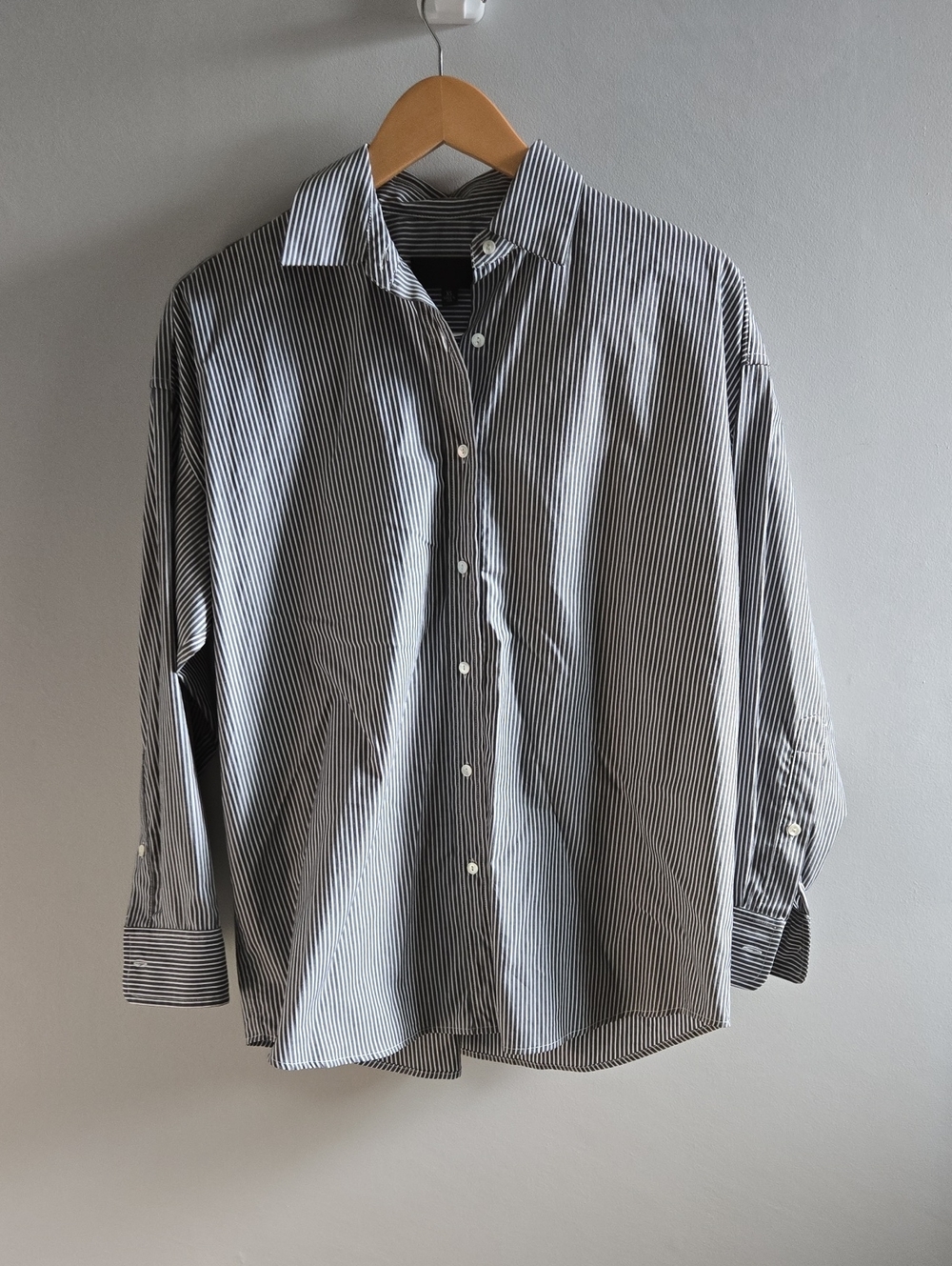 Nili Lotan Cotton Grey/Blue and White Striped Button Down Shirt Size XS